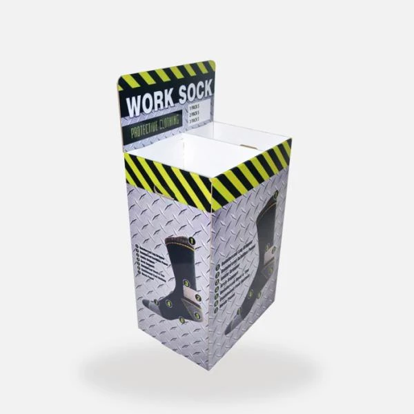 Einzelhandelssock -Display -Rack mit Karton -Display -Mülleimer