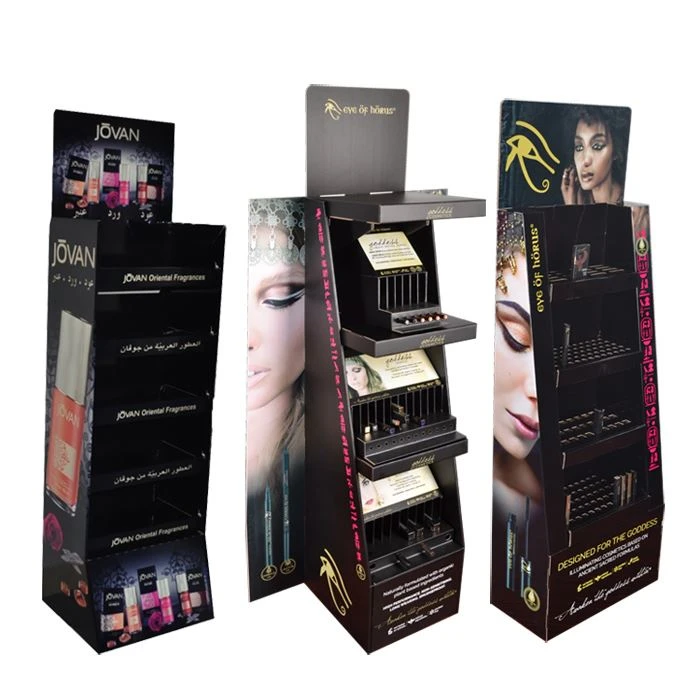 Cardboard Cosmetic Floor Display Rack Stand
